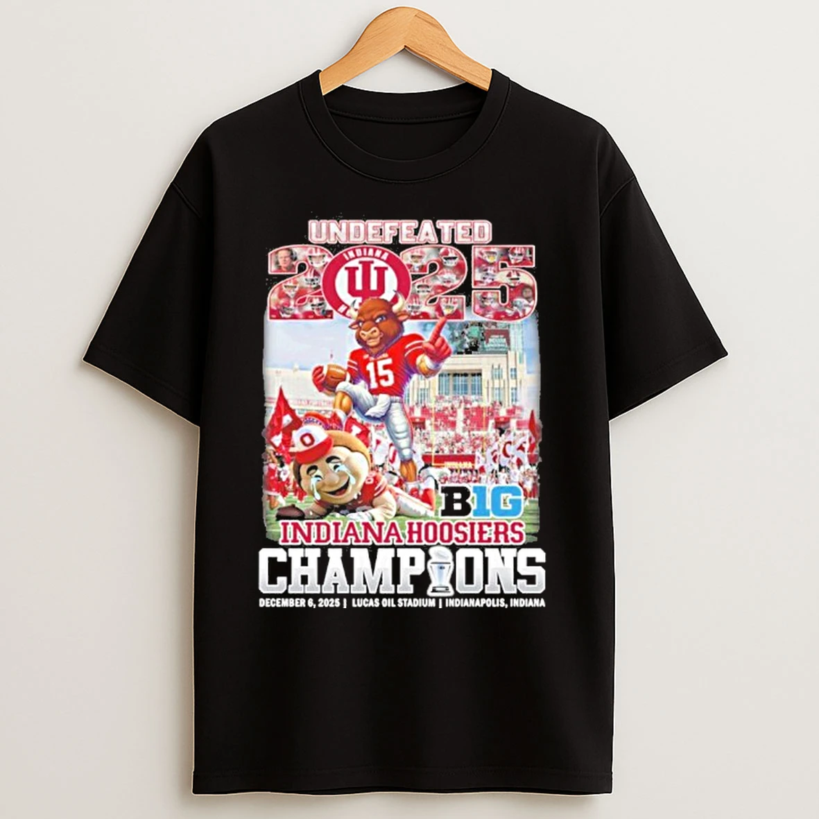 Classic Undefeated 2025 Indiana Hoosiers Champions December 6 2025 Lucas Oil Stadium Indianapolis Indiana T Shirts