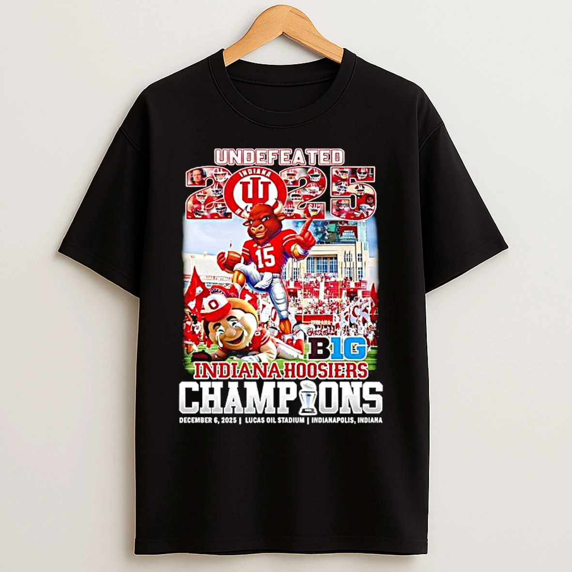 Classic Undefeated 2025 Indiana Hoosiers As Big Ten Champions Mascots Graphic T Shirts