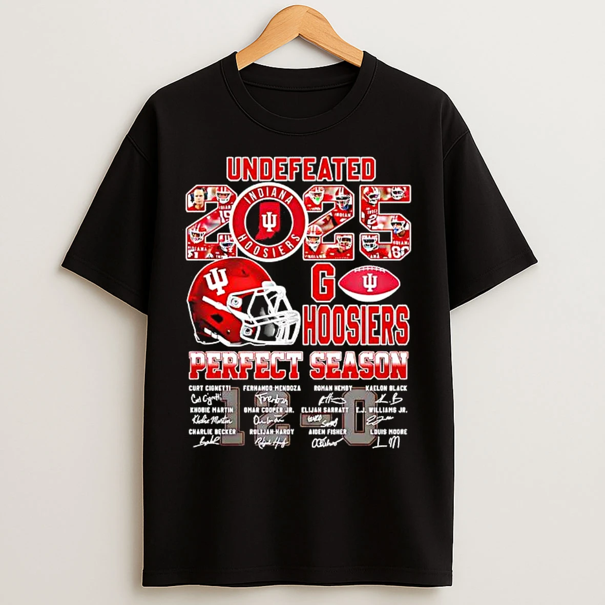 Classic Undefeated 2025 Indiana University Hoosier Perfect Season Signatures T Shirts
