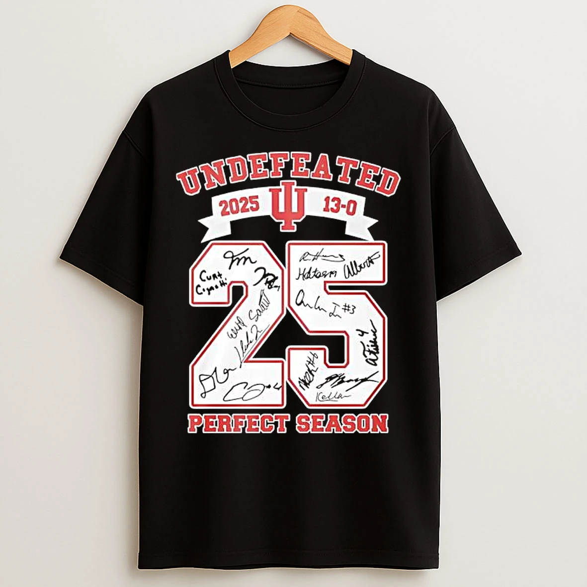 Classic Undefeated 2025 Indiana University Hoosiers Perfect Season Signatures T Shirts