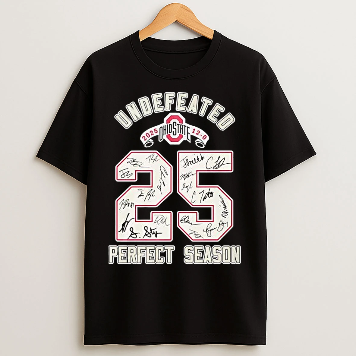 Classic Undefeated 2025 Ohio State Buckeyes Perfect Season Signatures T Shirts