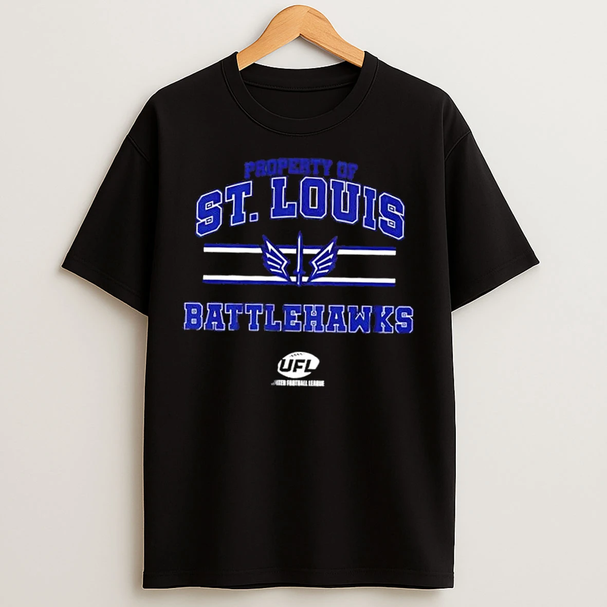 Classic United Football League Property Of St Louis Battlehawks T Shirts