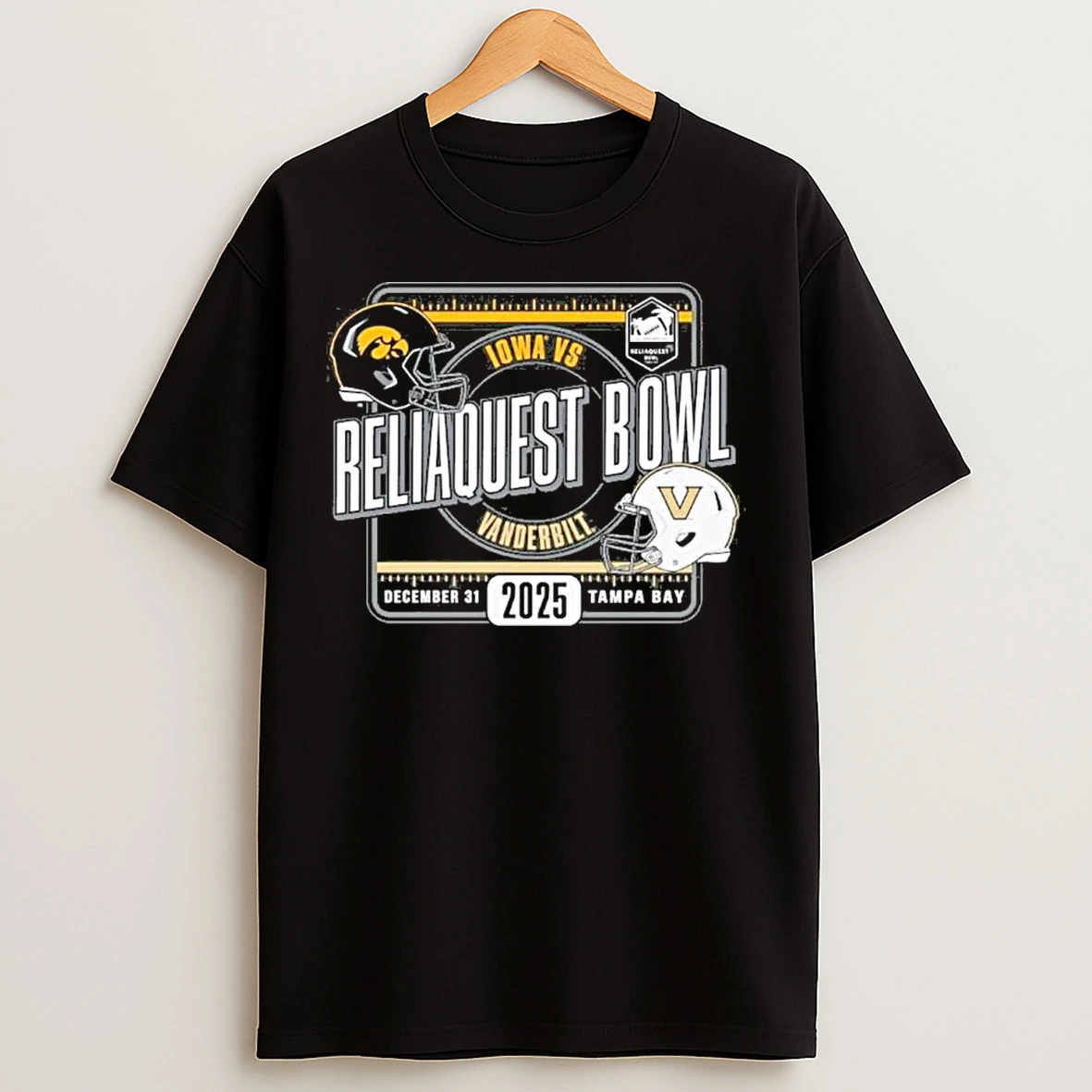 Classic University Of Iowa Hawkeyes Vs Vanderbilt Football 2025 Reliaquest Bowl Matchup T Shirts