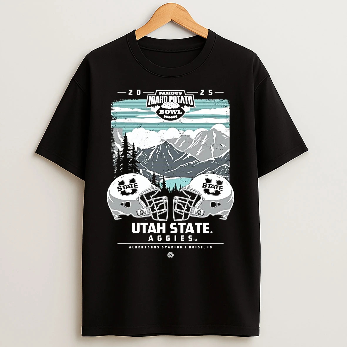 Classic Utah State Aggies 2025 Famous Idaho Potato Bowl Helmet T Shirts