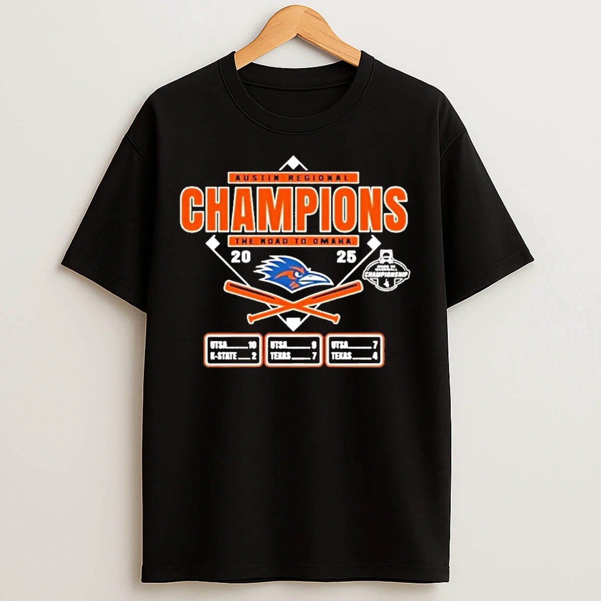 Classic Utsa Roadrunners 2025 The Road To Omaha Austin Regional Champions T Shirts