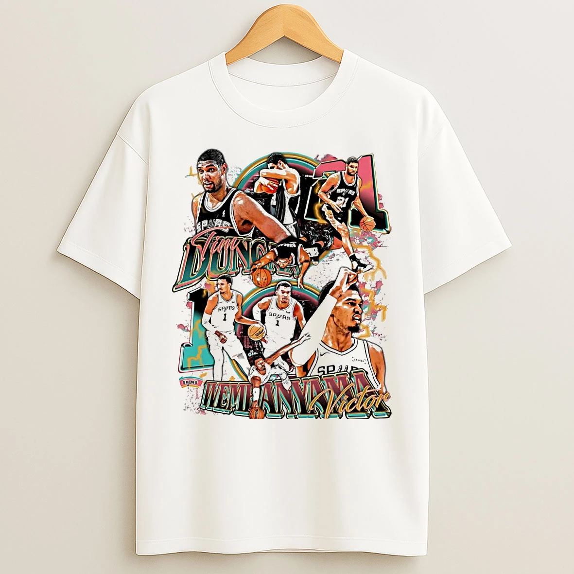 Classic Victor Wembanyama And Tim Duncan Duo San Antonio Spurs T Shirts