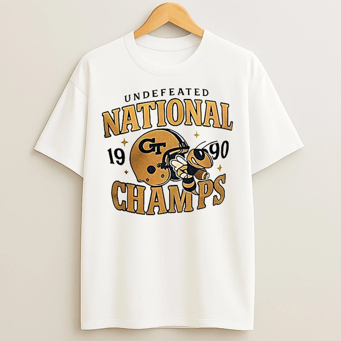 Classic Vintage Georgia Tech Yellowjackets Undefeated National Champs 1990 T Shirts