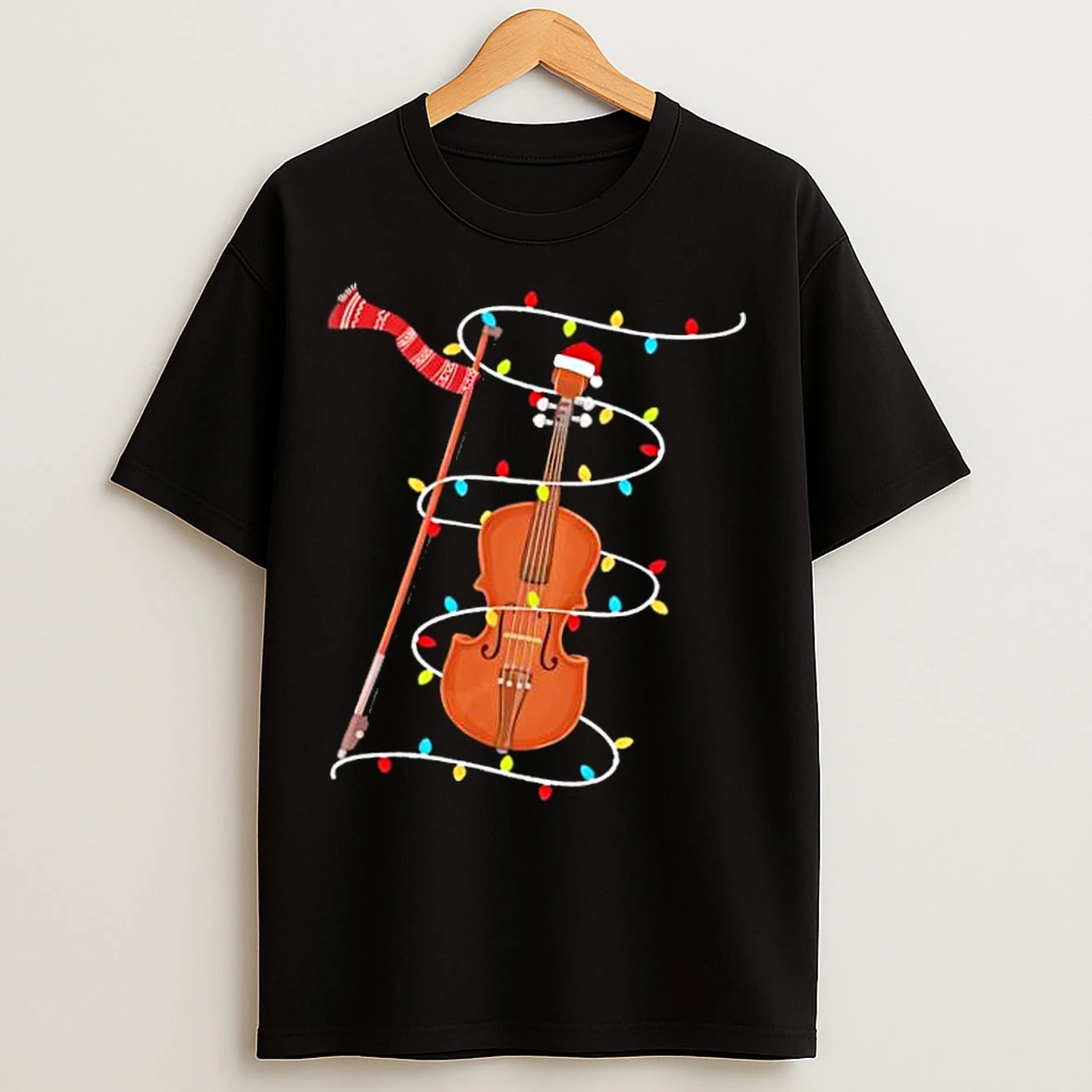 Classic Violin Christmas Lights Stylish T Shirts