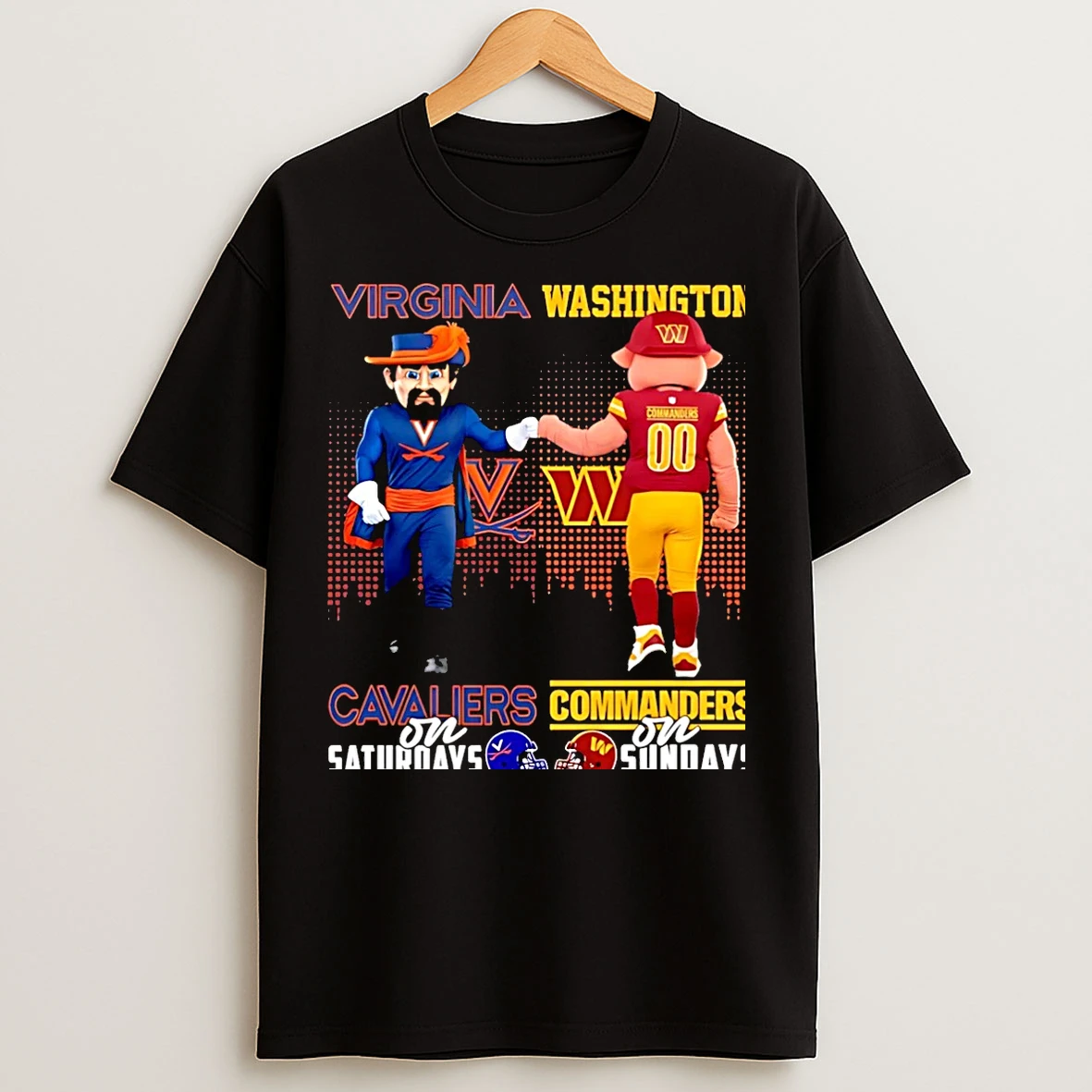 Classic Virginia Cavaliers On Saturdays Vs Washington Commanders On Sundays Mascot Skyline Christmas T Shirts
