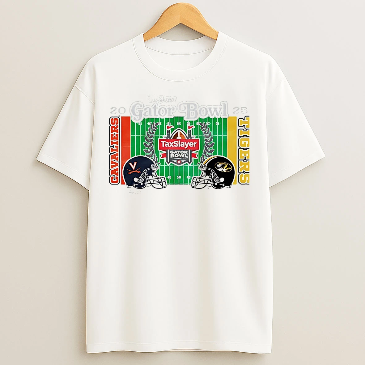 Classic Virginia Cavaliers Vs Missouri Tigers 2025 Taxslayer Gator Bowl Helmet T Shirts