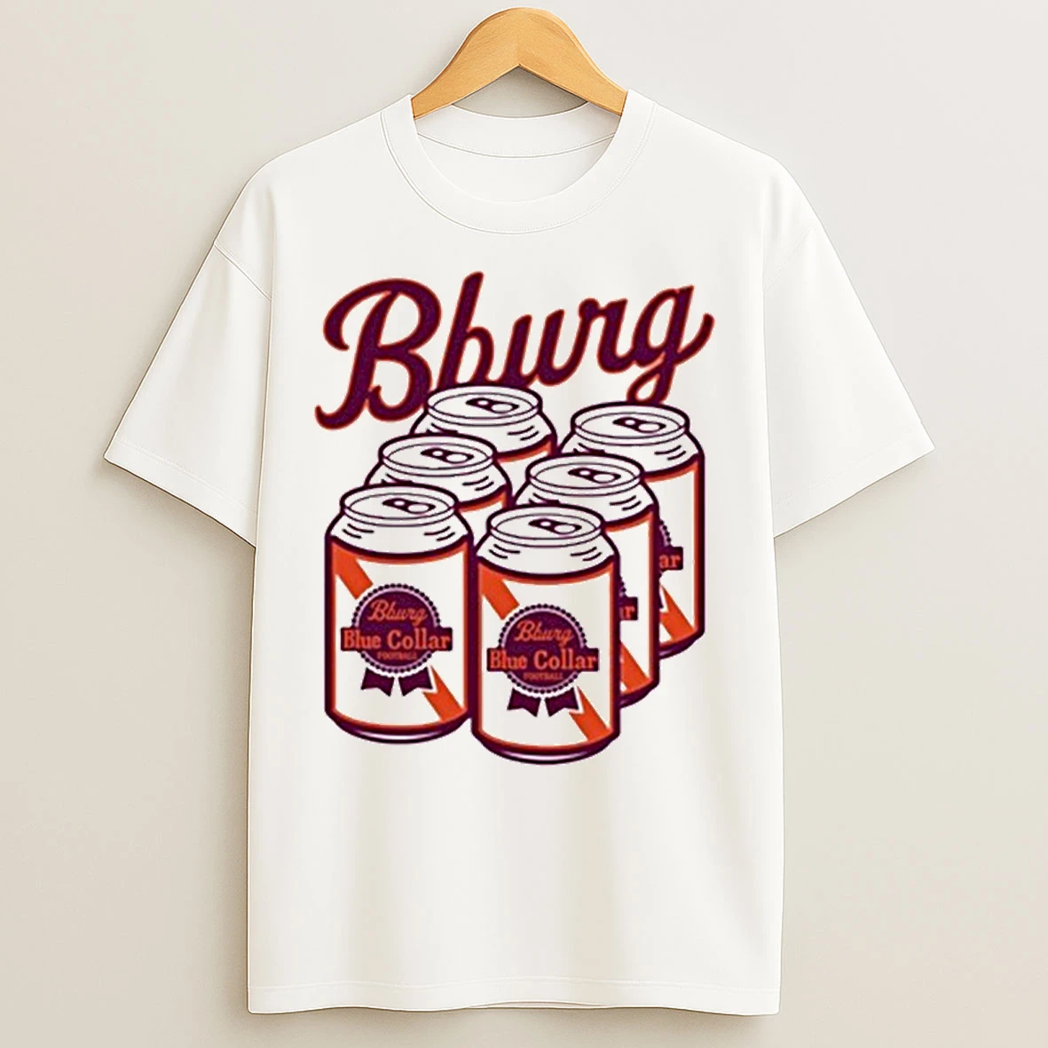 Classic Virginia Tech Hokies Blue Collar Bburg 6 Cans T Shirts