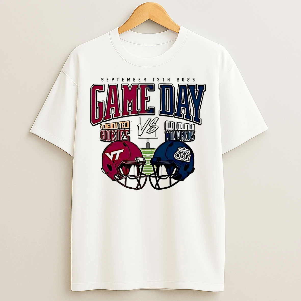 Classic Virginia Tech Hokies Vs Old Dominion Monarchs Game Day 2025 Helmet T Shirts