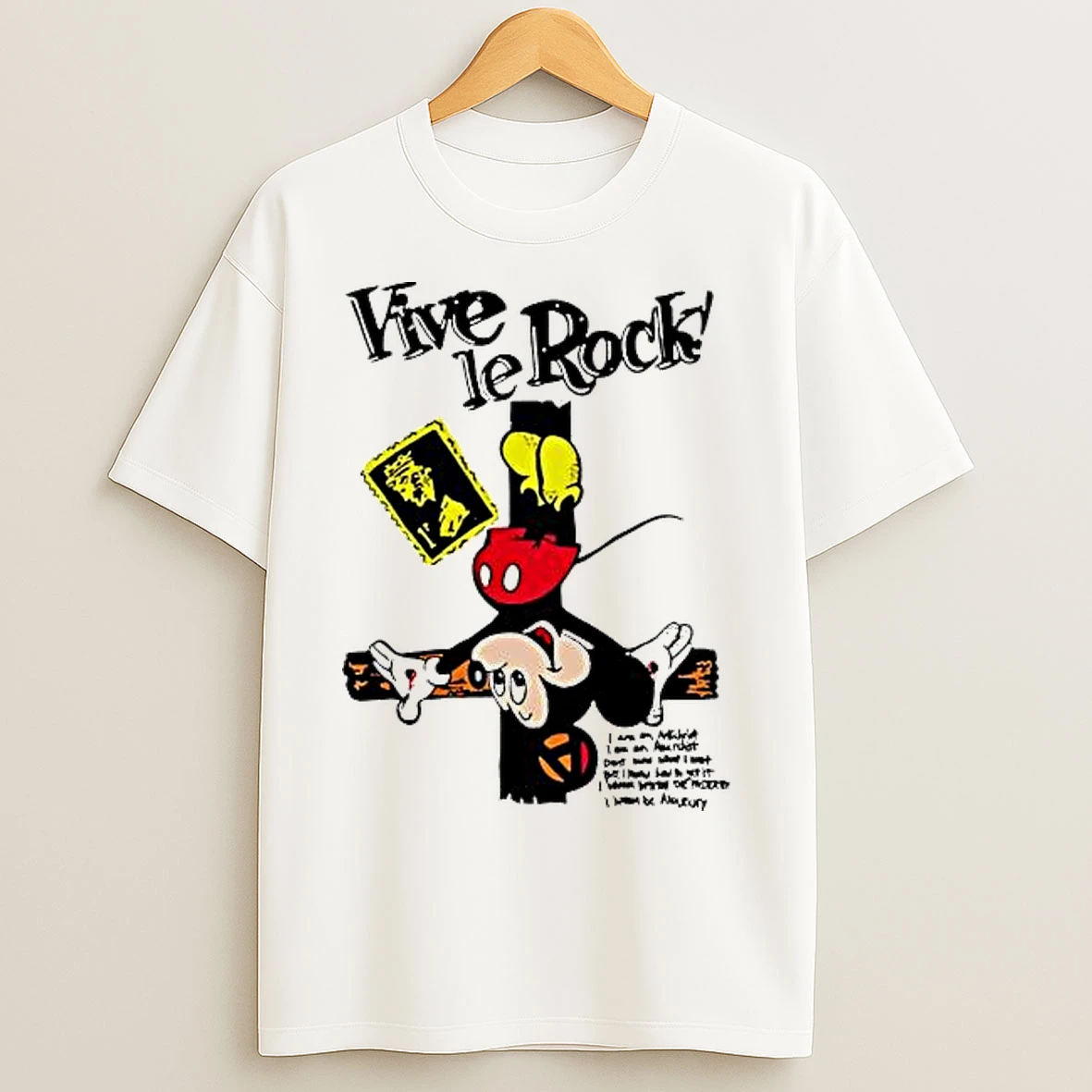 Classic Vive Le Rock Crucified Mickey Mouse T Shirts