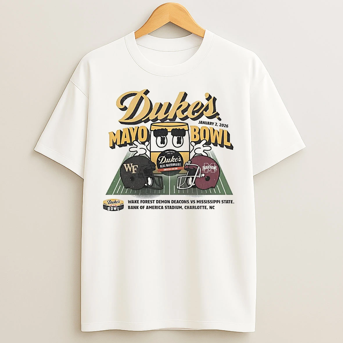 Classic Wake Forest Demon Deacons Vs Mississippi State Bulldogs 2026 Dukes Mayo Bowl Helmet T Shirts