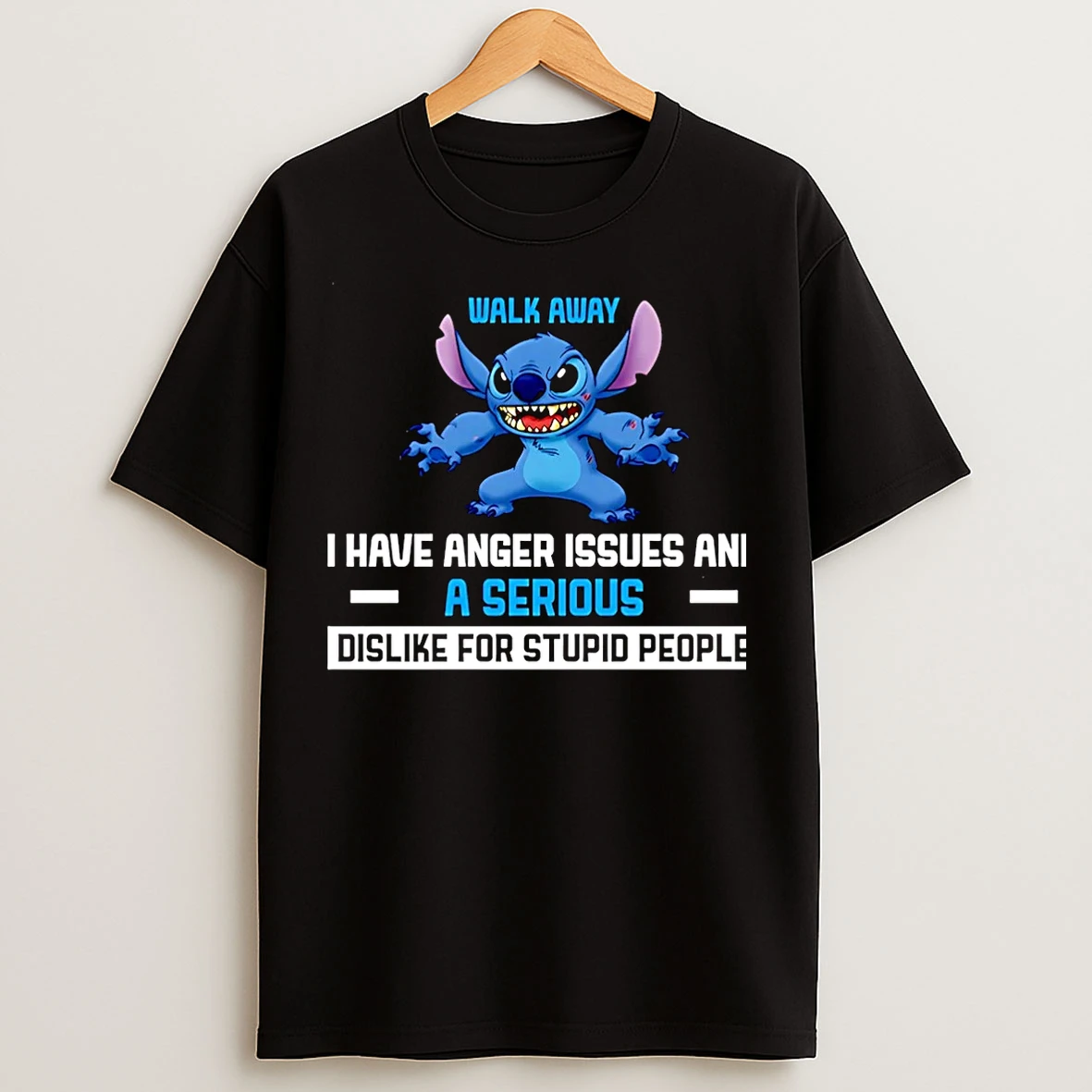 Classic Walk Away I Have Anger Issues And A Serious Dislike For Stupid People Stitch Christmas T Shirts