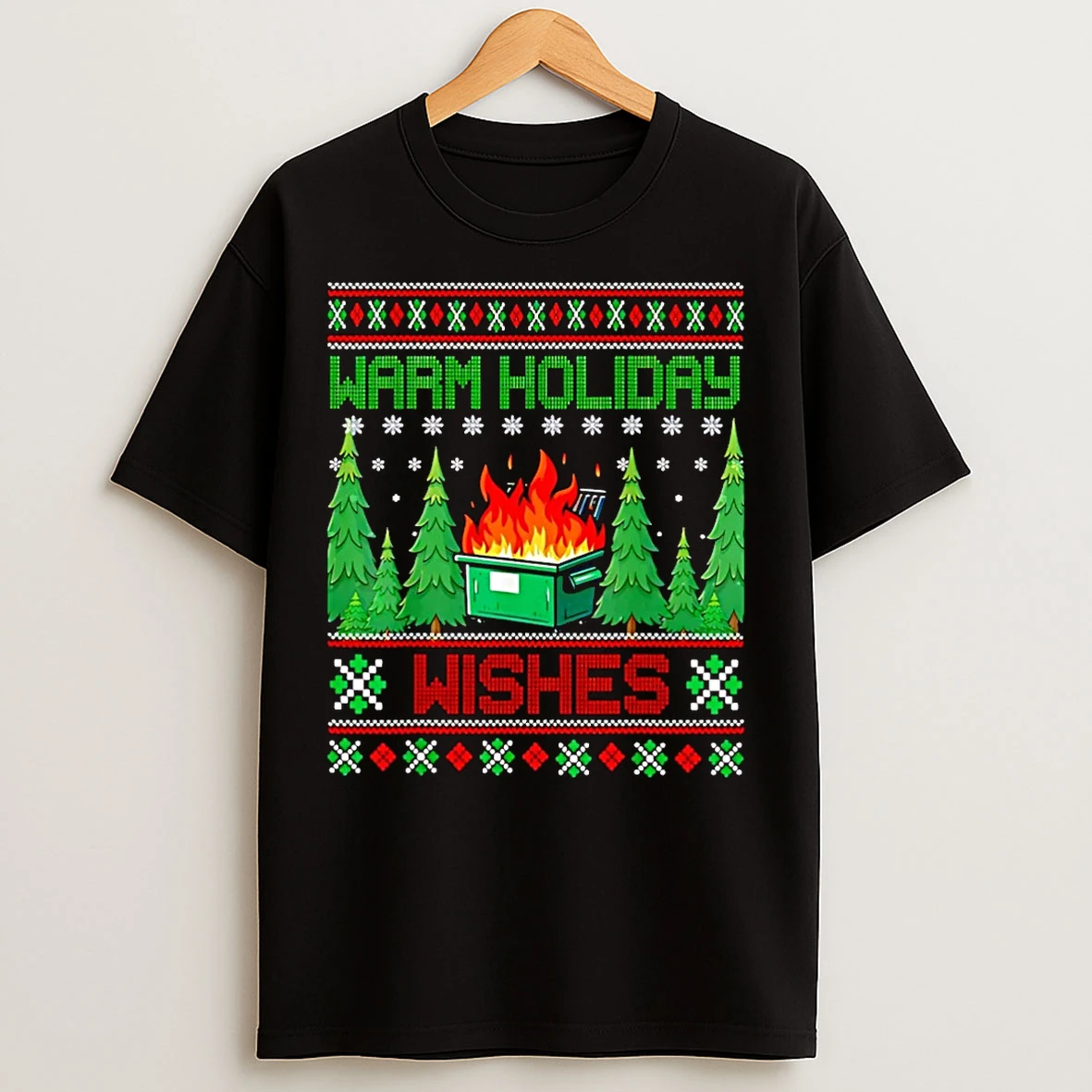 Classic Warm Holiday Wishes Christmas Lights Dumpster Fire Christmas T Shirts