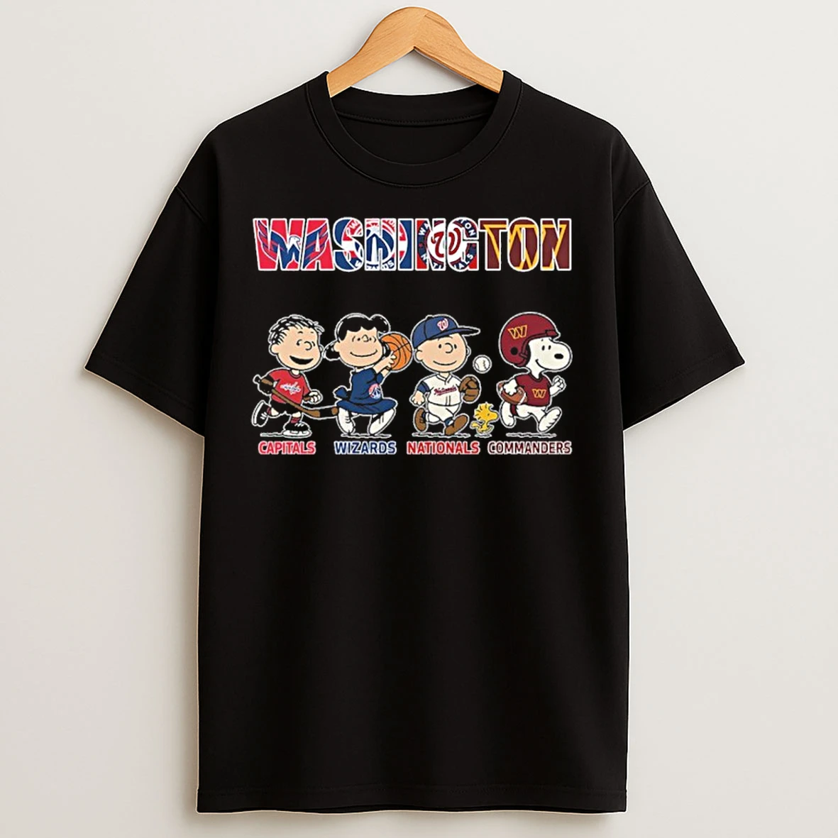 Classic Washington Capitals Wizards Nationals Commanders Peanuts T Shirts
