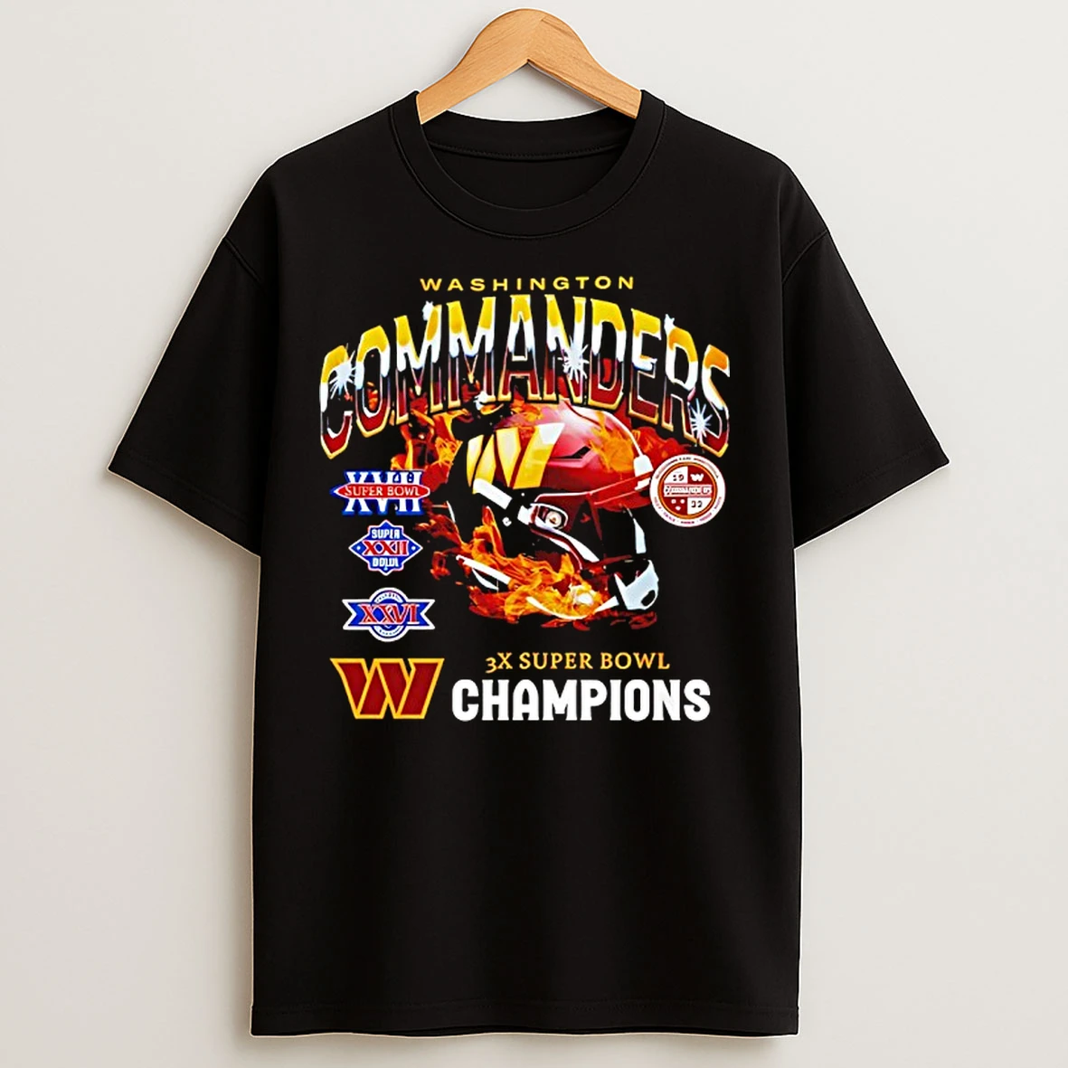 Classic Washington Commanders 3x Super Bowl World Champions T Shirts