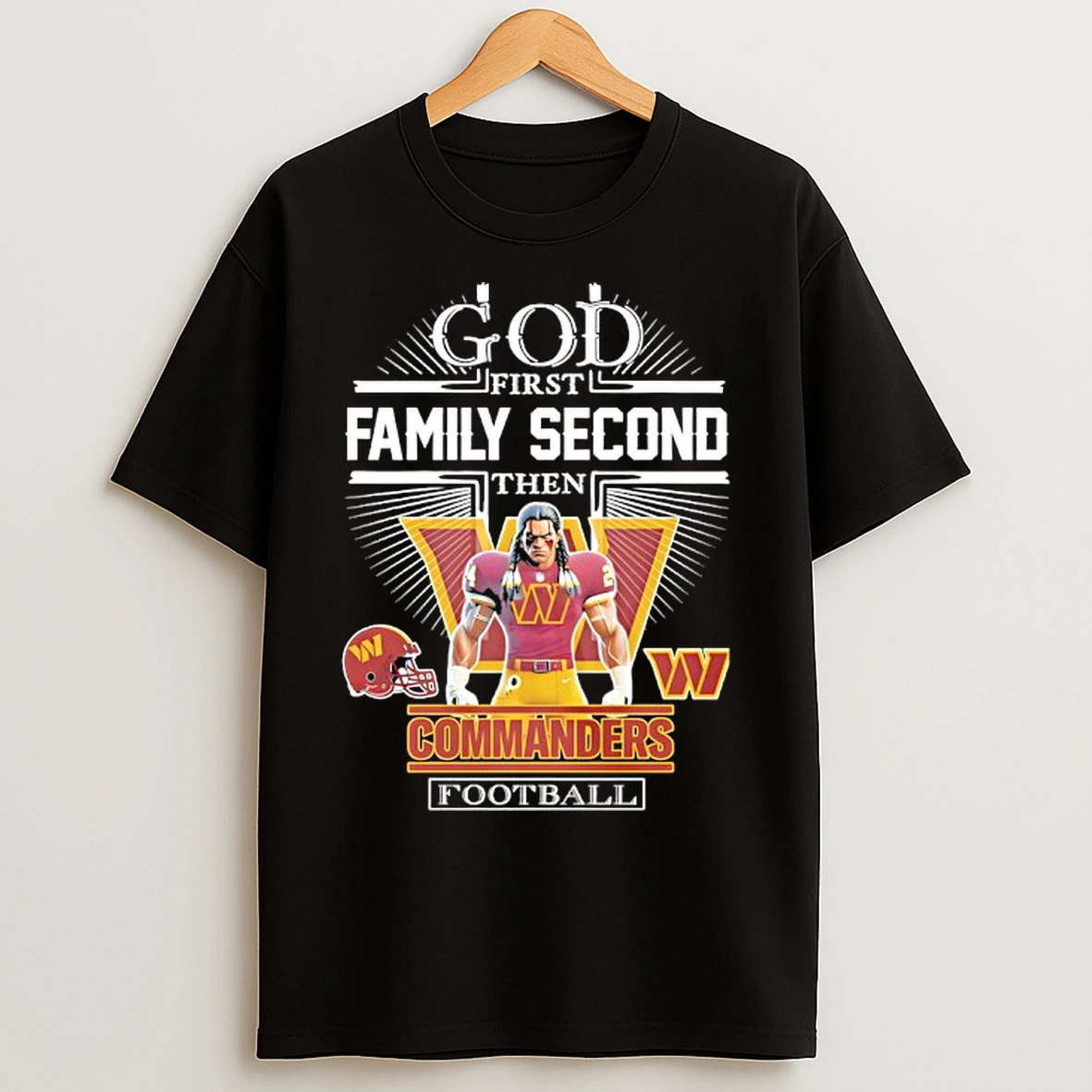 Classic Washington Commanders God First Family Second Then Mascot T Shirts