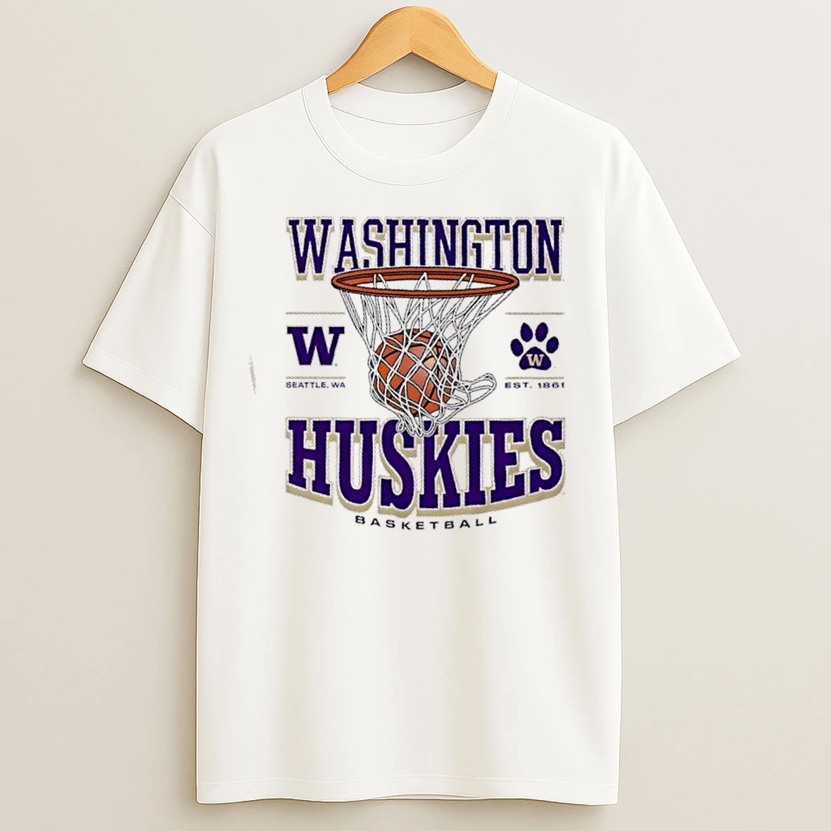 Classic Washington Huskies Basketball Game Time Seattle Wa Est 1861 T Shirts