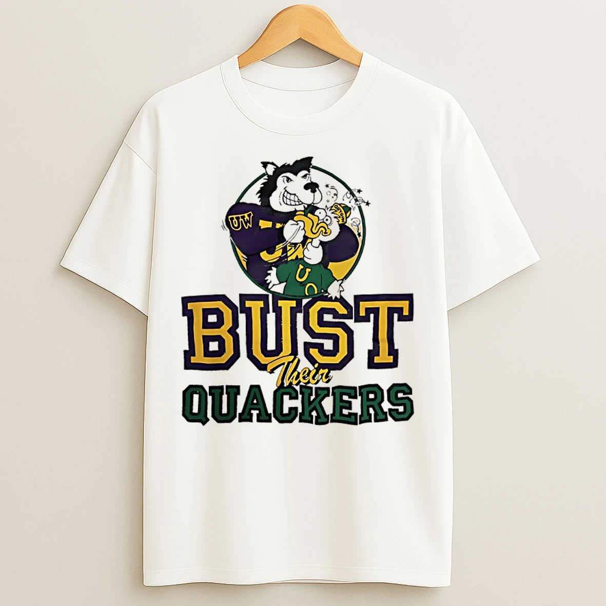Classic Washington Huskies Beat Oregon Ducks Bust Their Quackers Mascot T Shirts