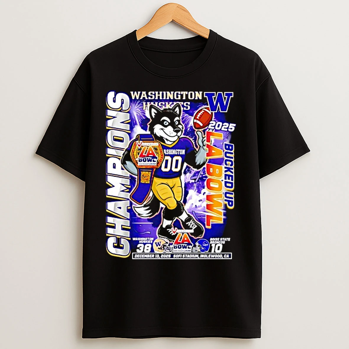 Classic Washington Huskies Destroy Boise State Broncos Bucked Up La Bowl Champions 2025 T Shirts