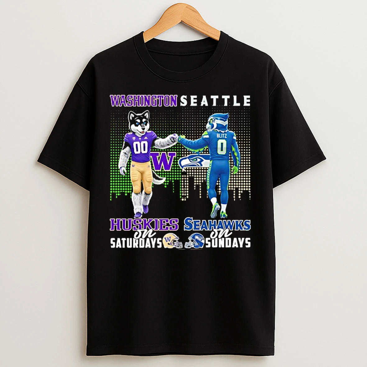 Classic Washington Huskies On Saturdays X Seattle Seahawks On Sundays Mascot T Shirts