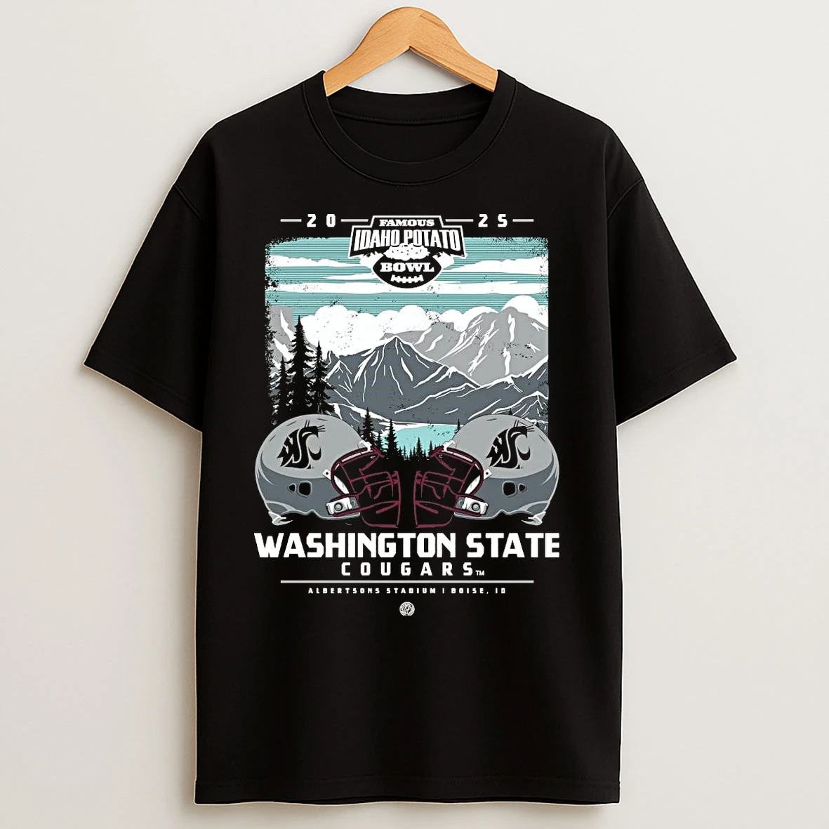 Classic Washington State Cougars 2025 Famous Idaho Potato Bowl Helmet T Shirts