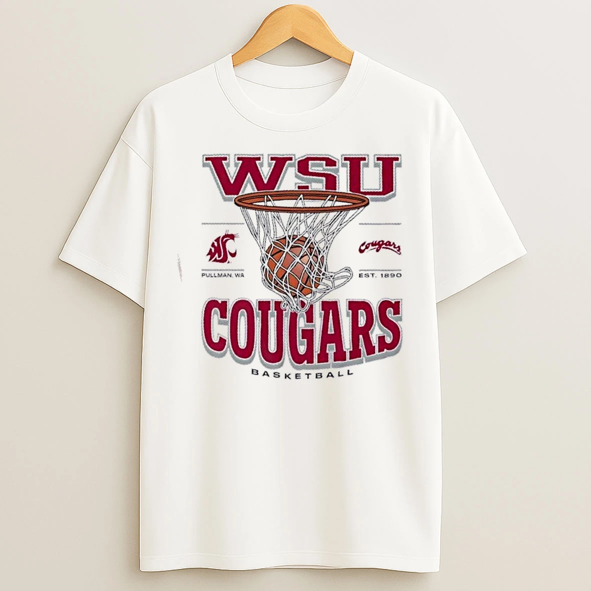 Classic Washington State Cougars Basketball Game Time Pullman Wa Est 1890 T Shirts