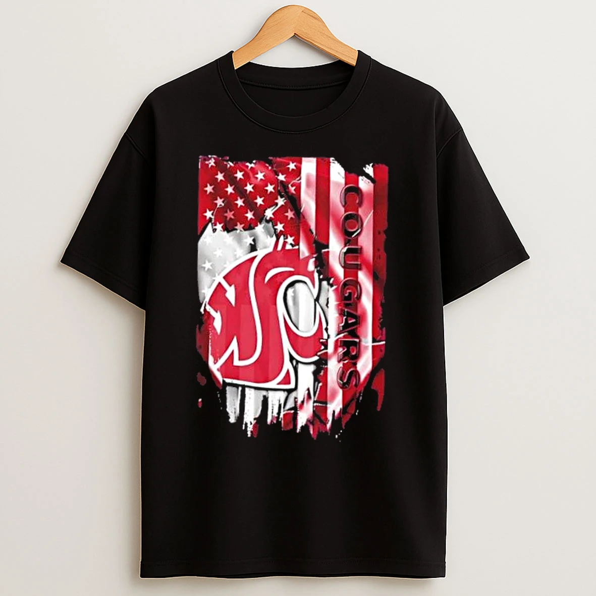 Classic Washington State Cougars Football X American Flag T Shirts