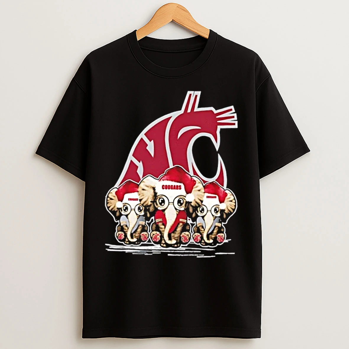 Classic Washington State Cougars X Elephants Santa Hat Merry Christmas T Shirts