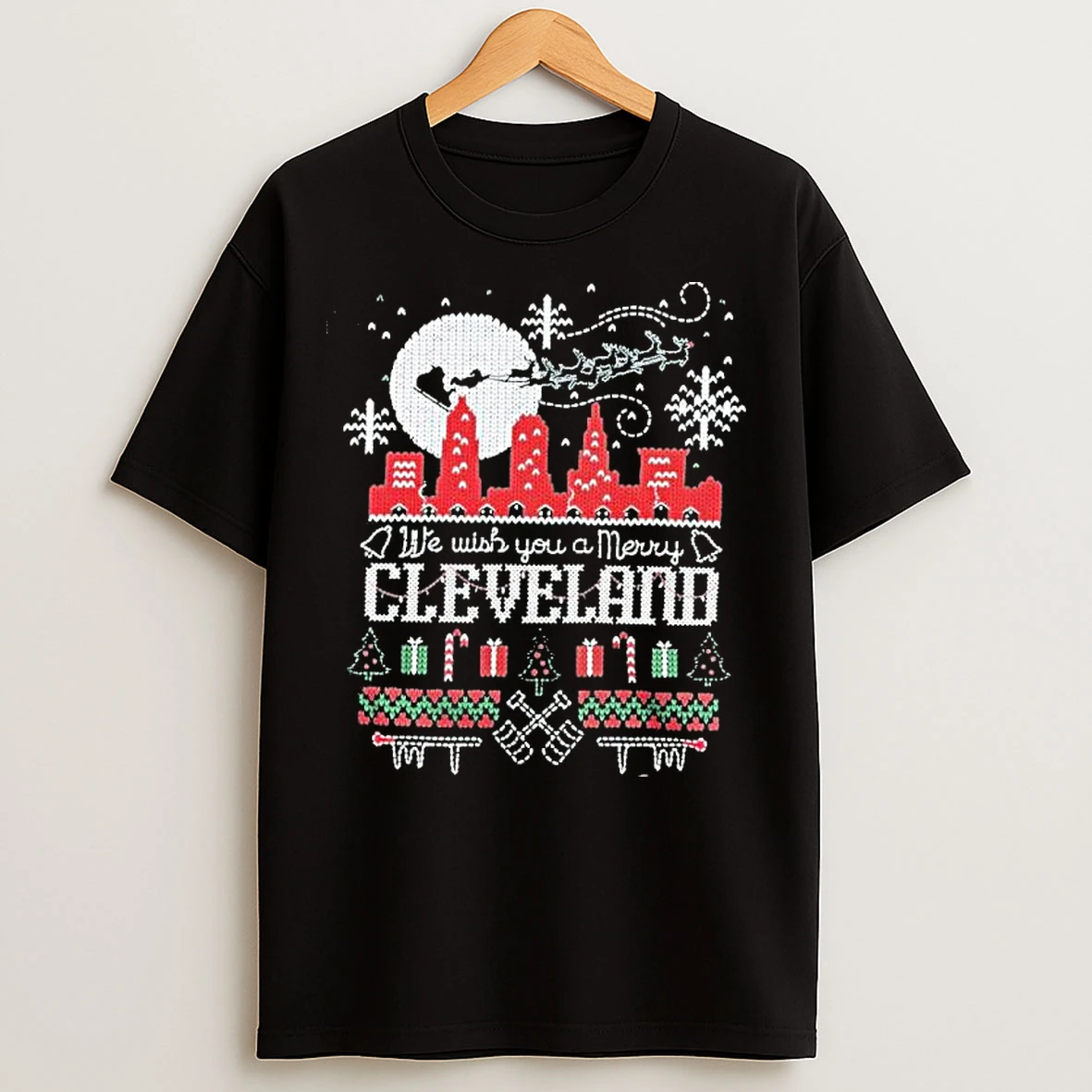 Classic We Wish You A Merry Cleveland Christmas T Shirts