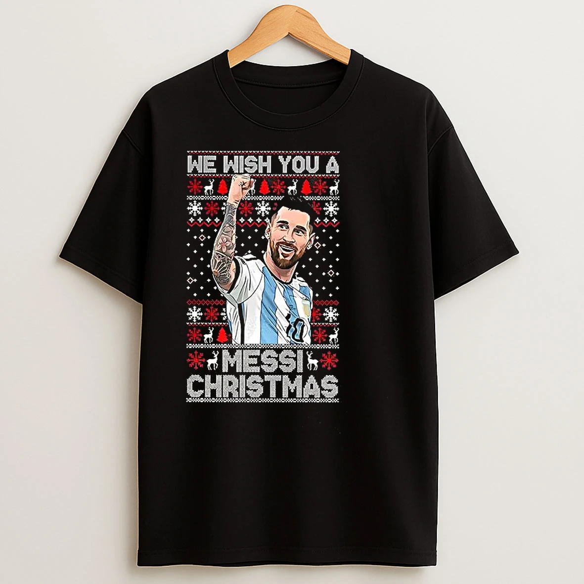 Classic We Wish You A Messi Christmas Goat Number 10 Ugly Xmas T Shirts