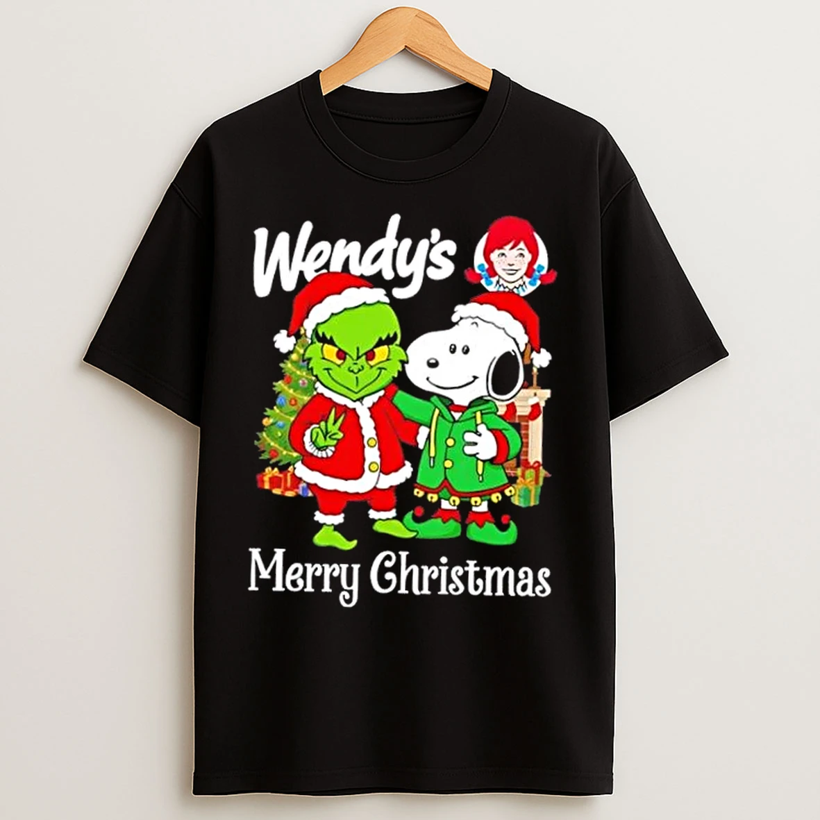 Classic Wendys X Grinch And Snoopy Merry Christmas T Shirts