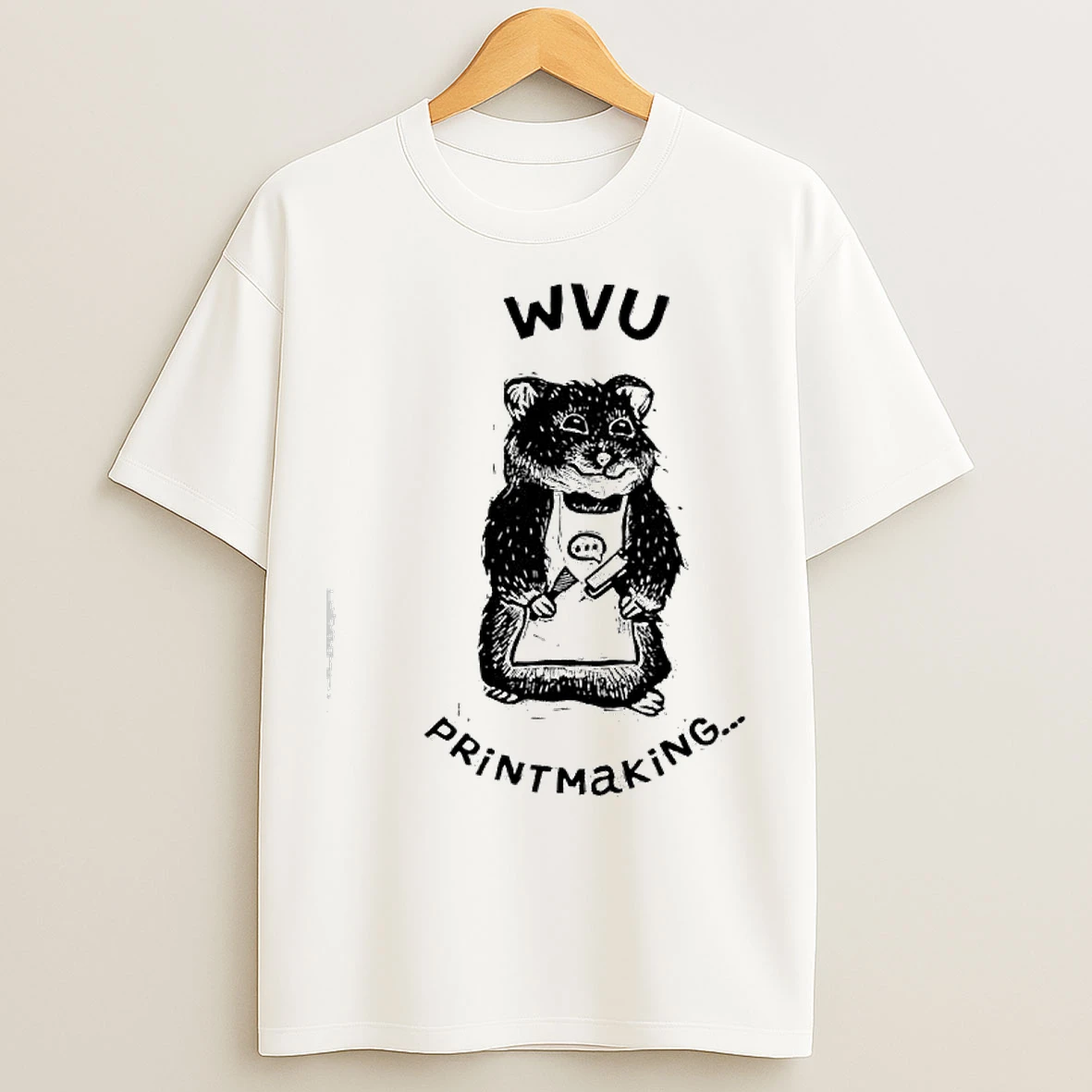 Classic West Virginia University Wvu Engraved Hamster Chef Printmaking T Shirts