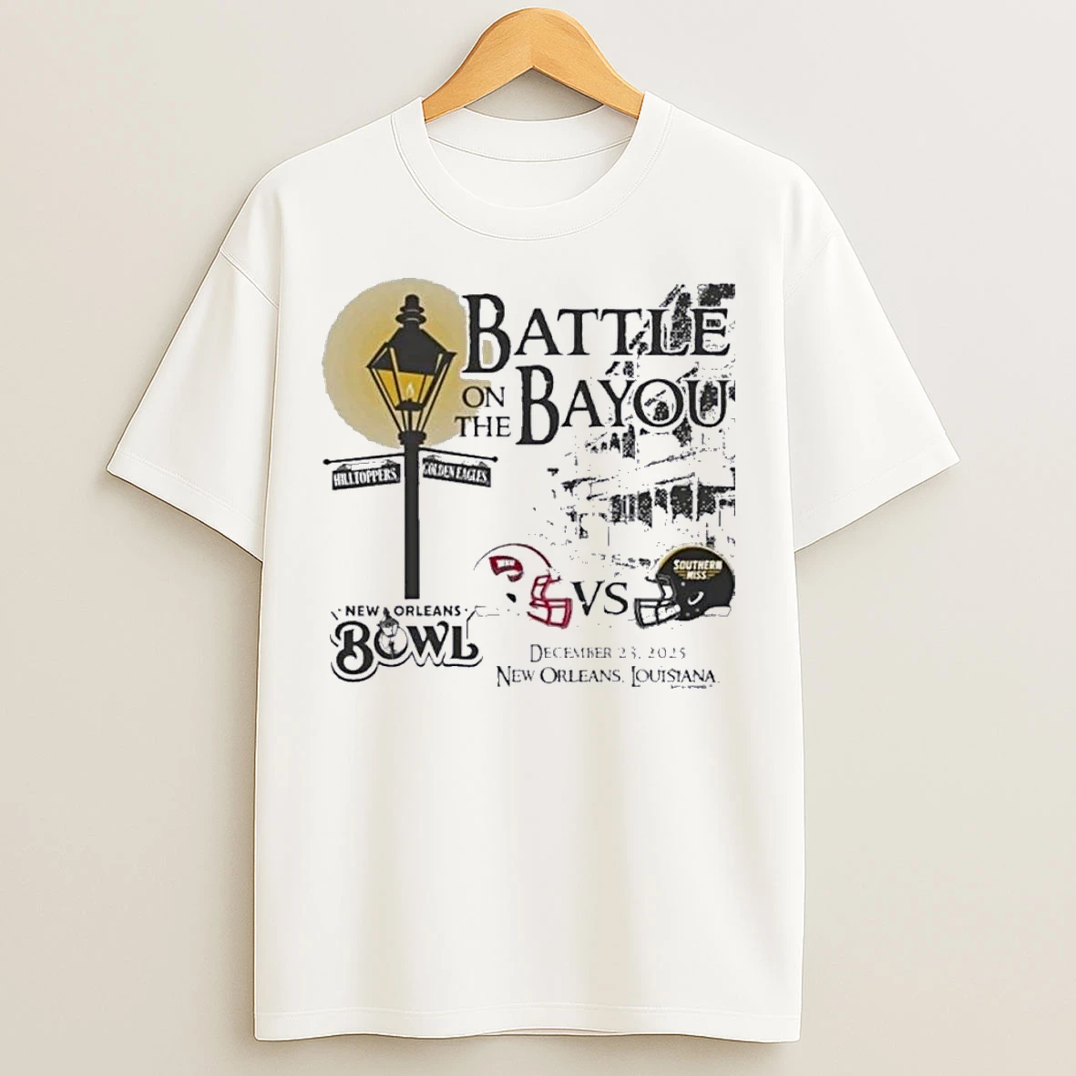 Classic Western Kentucky Vs Southern Miss 2025 New Orleans Bowl Battle On The Bayou T Shirts