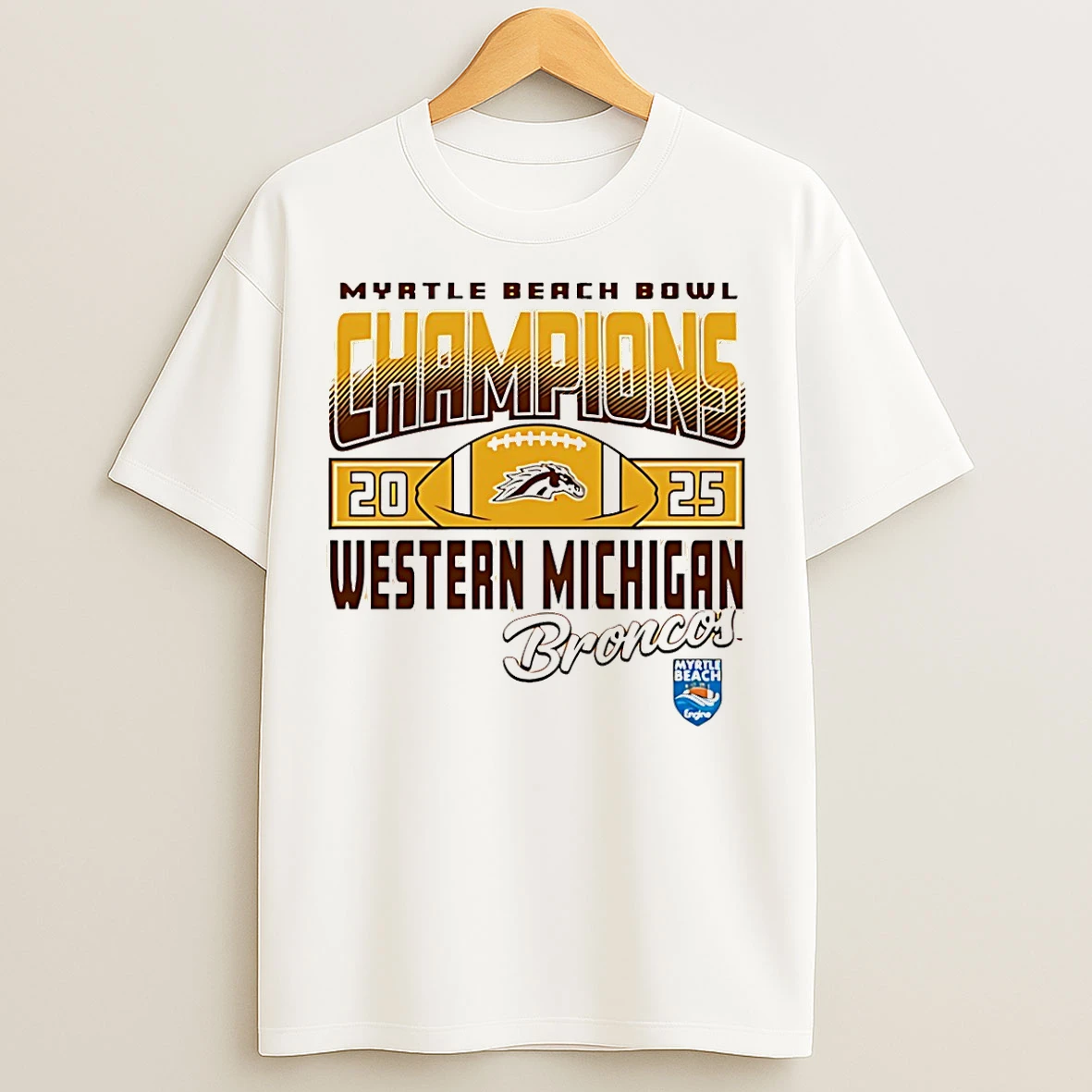 Classic Western Michigan Broncos 2025 Myrtle Beach Bowl Champions Logo T Shirts