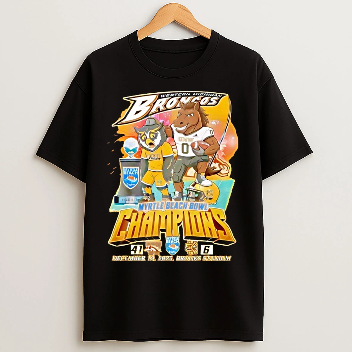 Classic Western Michigan Broncos Myrtle Beach Bowl Champions 2025 Beat Kennesaw T Shirts