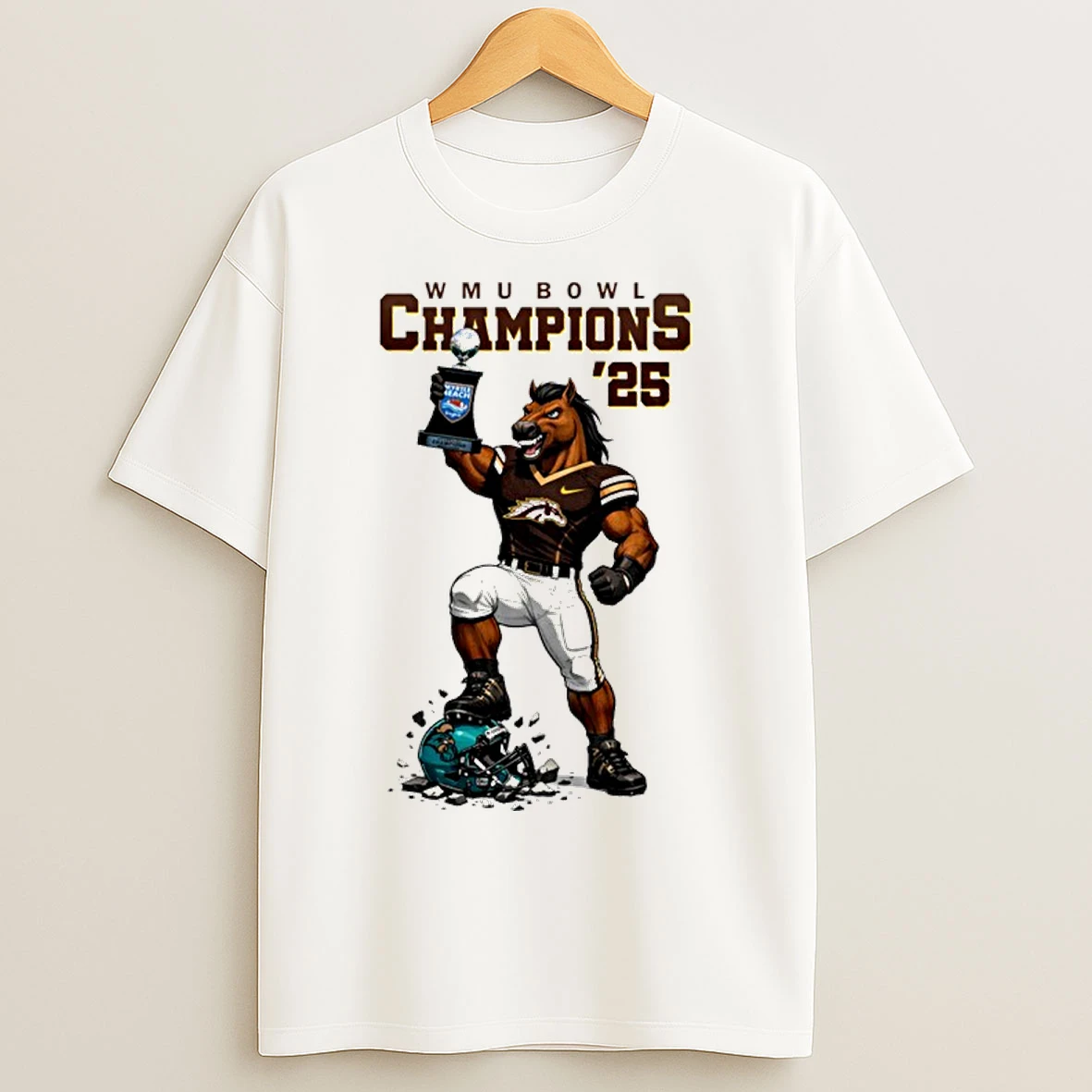 Classic Western Michigan Broncos Myrtle Beach Bowl Champions 2025 Football Mascot T Shirts