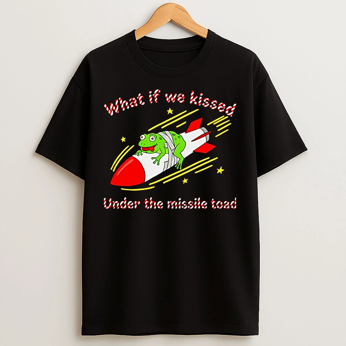 Classic What If We Kissed Under The Missile Toad Frog Rocket Christmas T Shirts