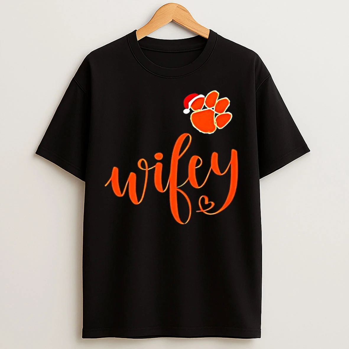 Classic Wifey Clemson Tigers Santa Hat Merry Christmas T Shirts