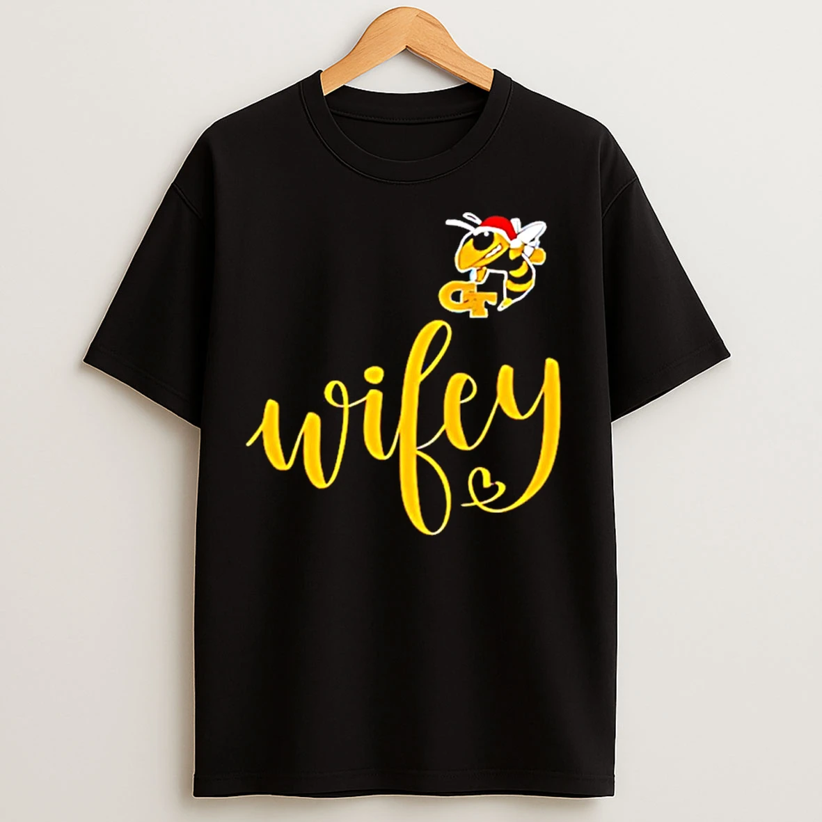 Classic Wifey Georgia Tech Yellow Jackets Santa Hat Merry Christmas T Shirts