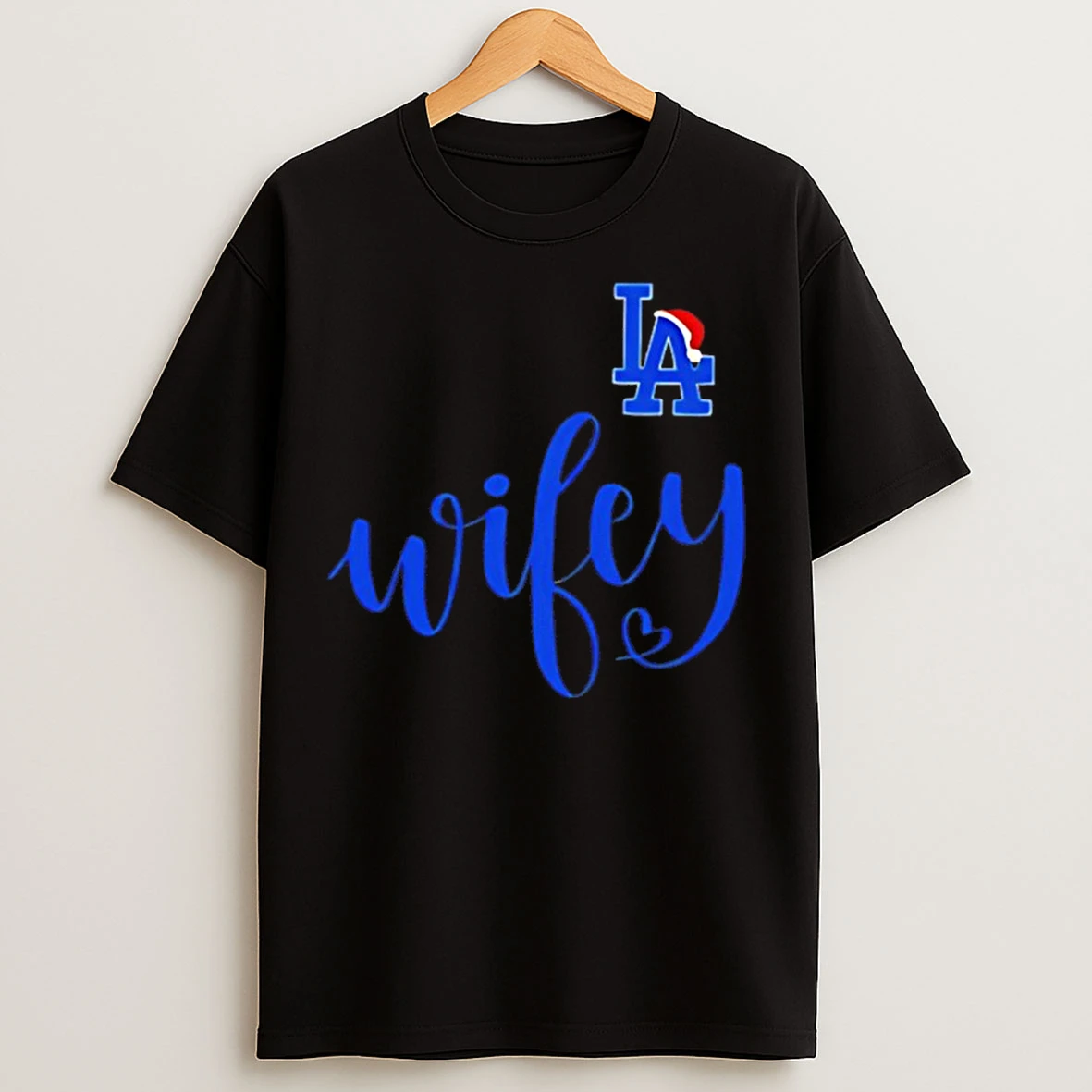 Classic Wifey Los Angeles Dodgers Santa Hat Merry Christmas T Shirts