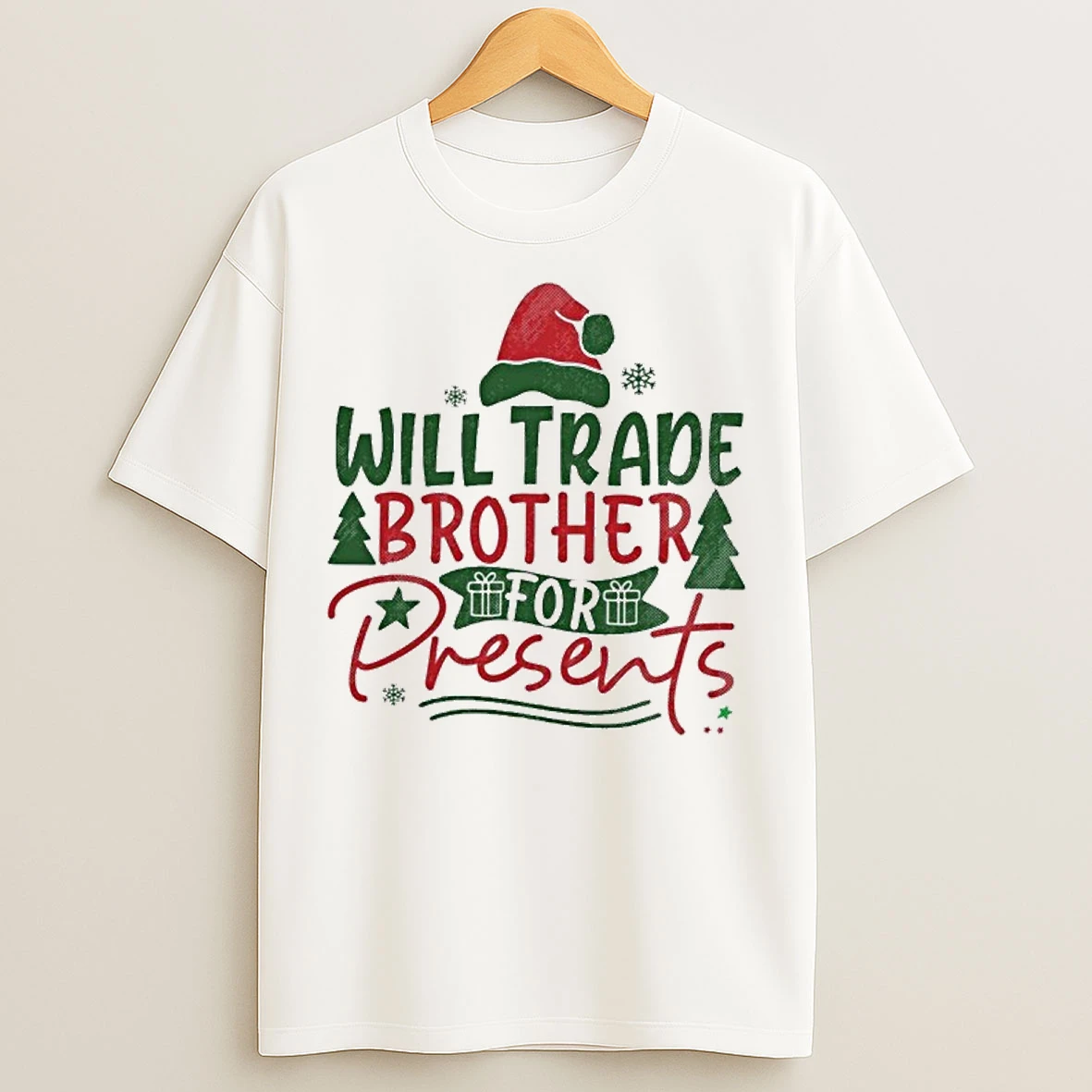 Classic Will Trade Brother For Presents Family Matching Christmas T Shirts