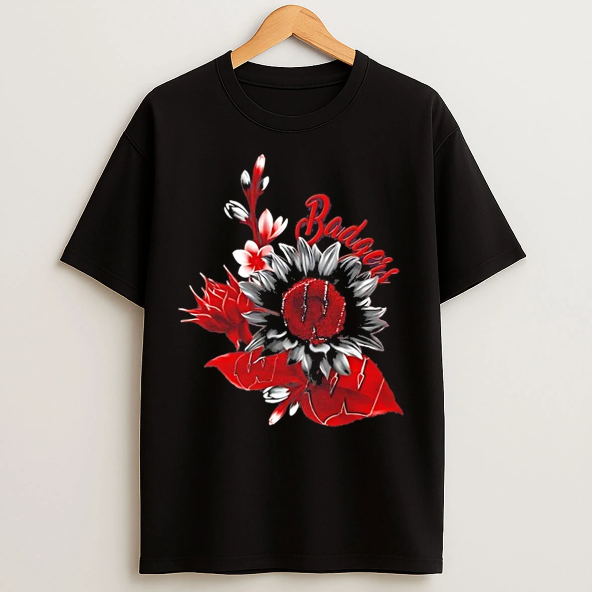 Classic Wisconsin Badgers Football X Sunflower Floral T Shirts