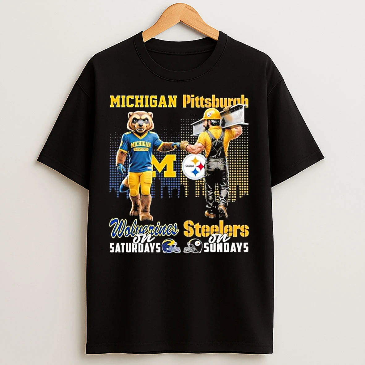 Classic Wolverines Vs Steelers Mascot On Saturdays And On Sundays T Shirts