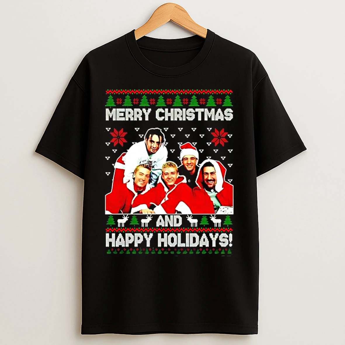 Classic Y2k Boy Band Merry Christmas Happy Holidays T Shirts