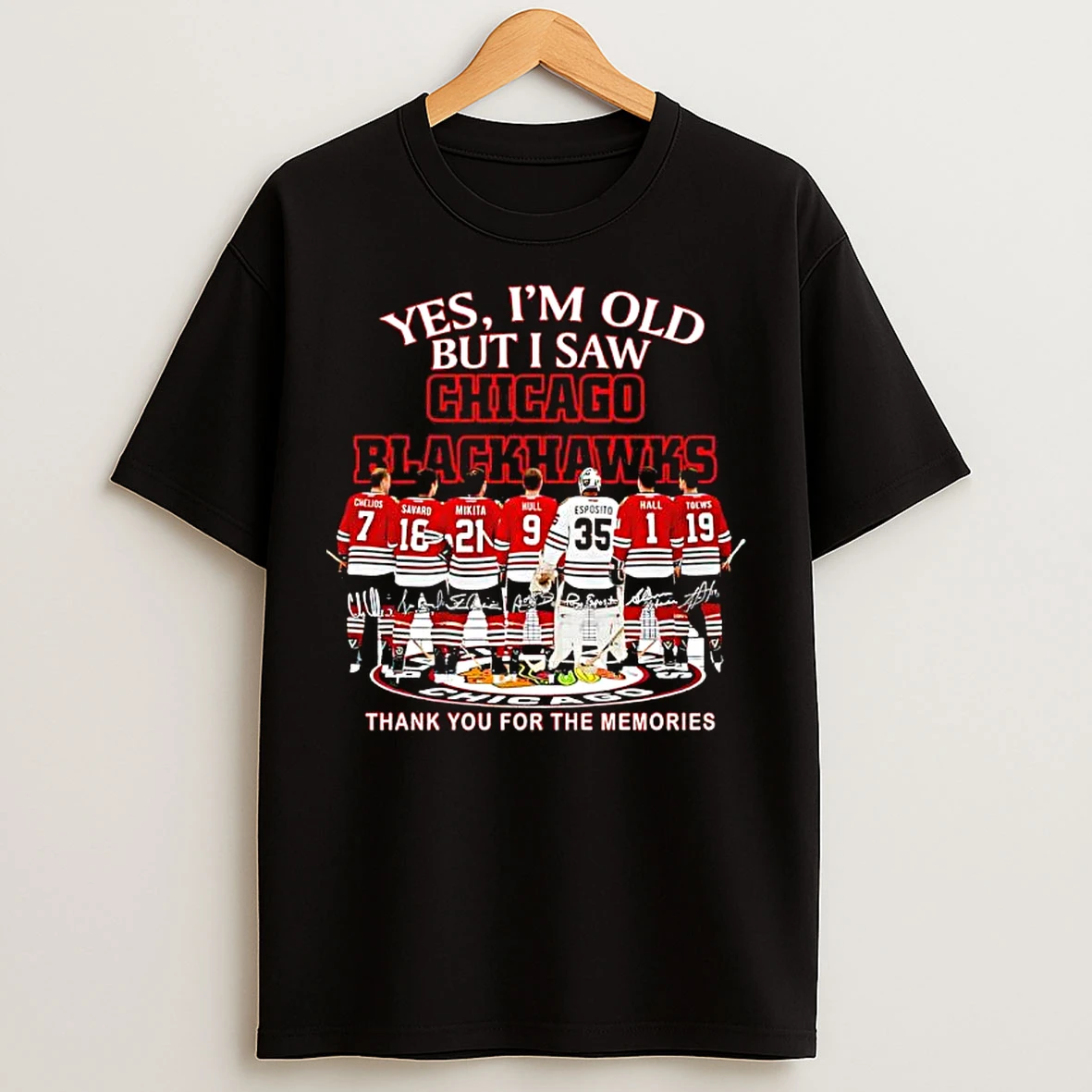 Classic Yes Im Old But I Saw Chicago Blackhawks Stan Mikita Signatures Thank You For The Memories T Shirts