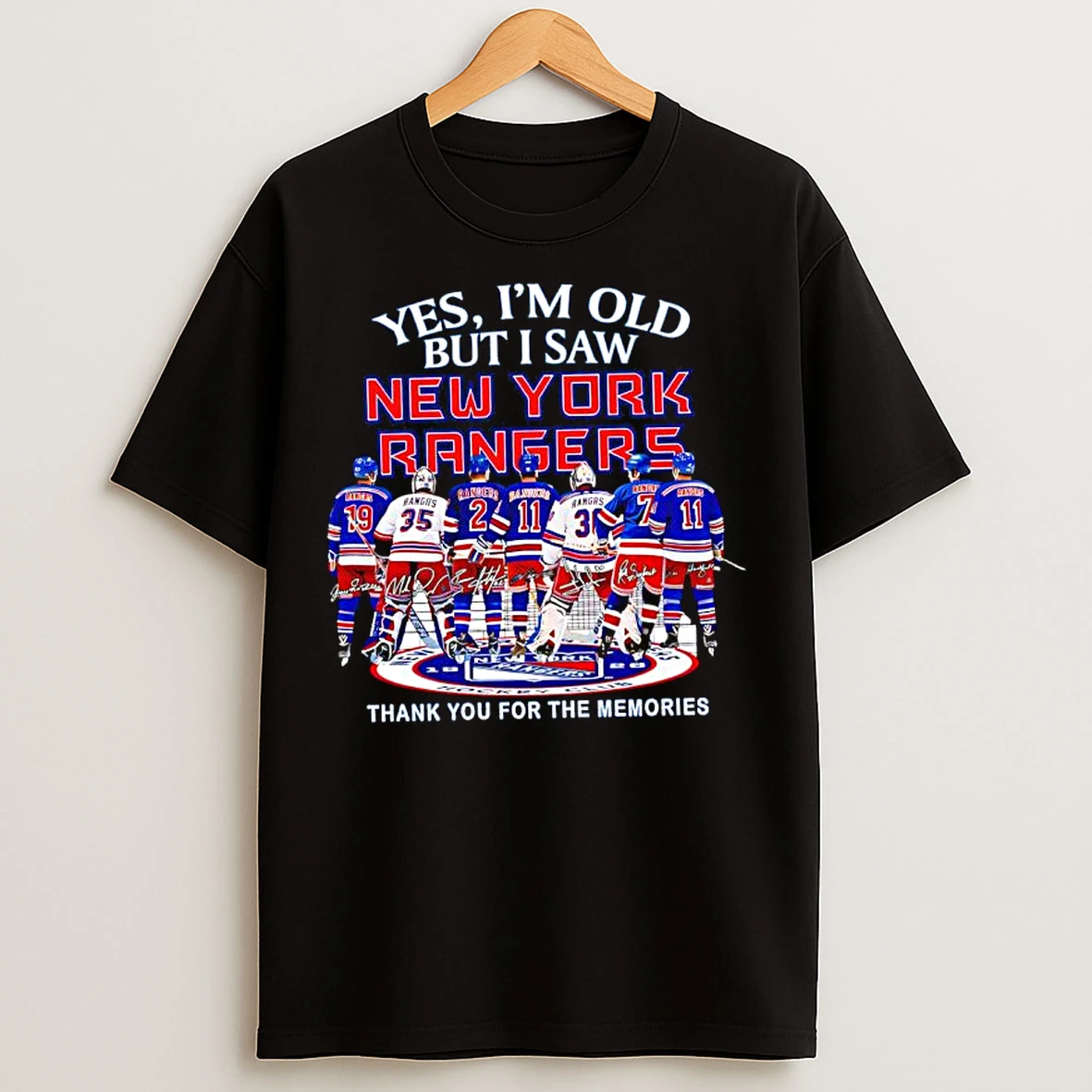 Classic Yes Im Old But I Saw New York Rangers Hockey Signatures Thank You For The Memories T Shirts