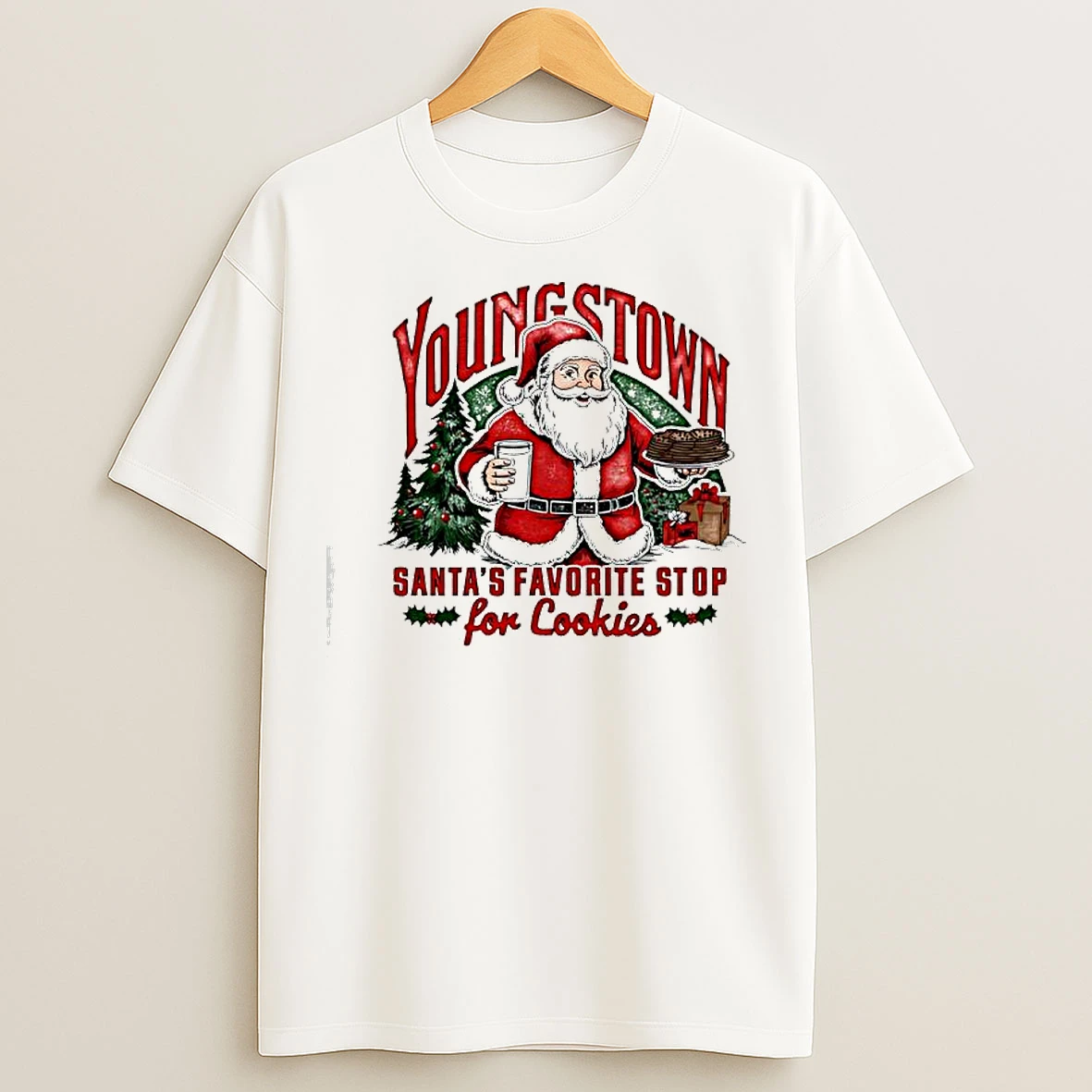 Classic Youngstown Santas Favorite Stop For Cookies Christmas T Shirts